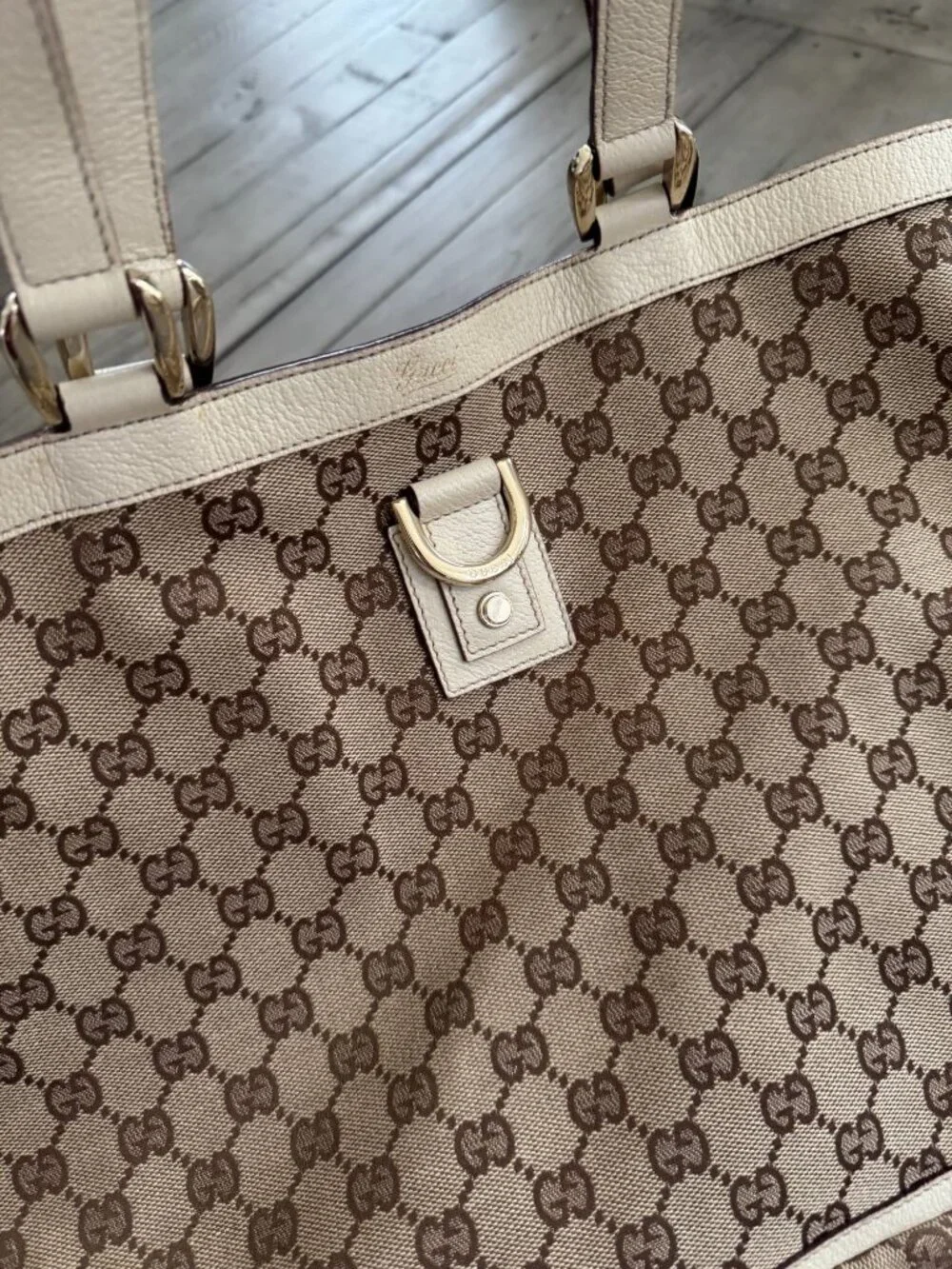 Vintage GUCCI GG Canvas Abbey Large D-Ring Tote Bag